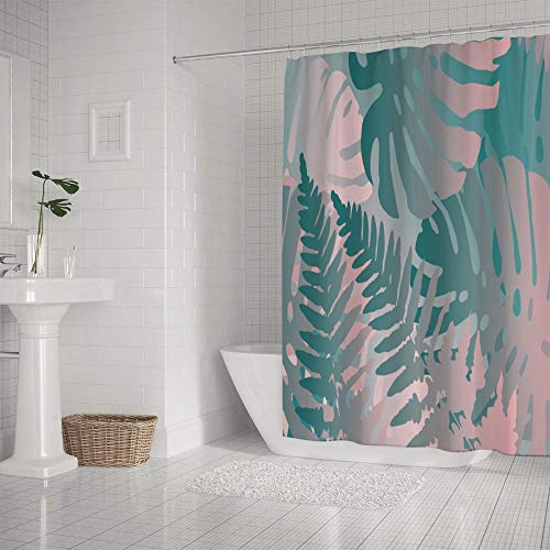 Rideau de douche avec crochets de qualité supérieure motif feuilles
