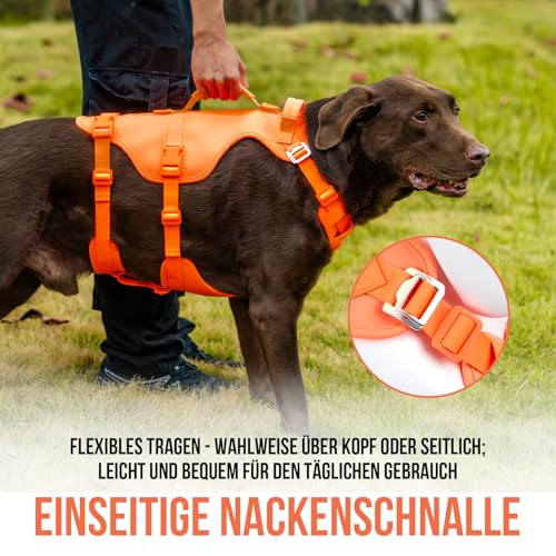 Arblina Hundegeschirr, Sicherheitsgeschirr Hund für Mittelgroße/Große Hunde, Hundegeschirr Ausbruchsicher mit Doppelt Griff, Leichte No Escape Panikgeschirr für Hunde, Orange M