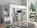 Etagenbett für Kinder PARTY 14 Stockbett mit Treppe und Bettkasten KRYSPOL (Weiß + Grau Glanz)