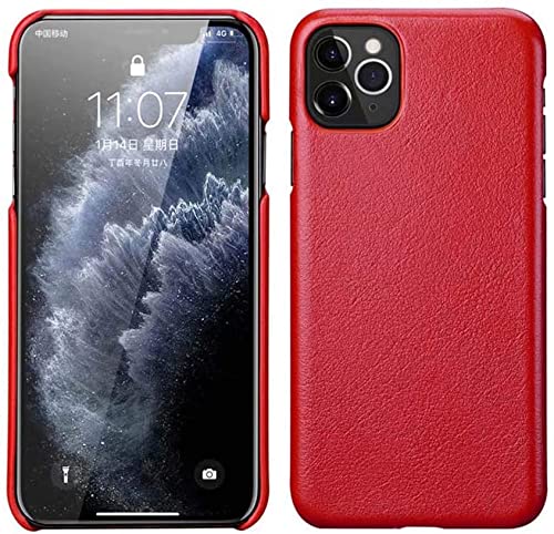 Étui en cuir véritable rouge pour iPhone 11 Pro Max coque de luxe