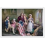 Betsy Ross Sewing Usa Flag Wall Art Sewing First American Flag Canvas Posters Freedom Equality Istorical Culture Patriotism Prints Painting For Living Room Wall Decor 8x12in Unframed