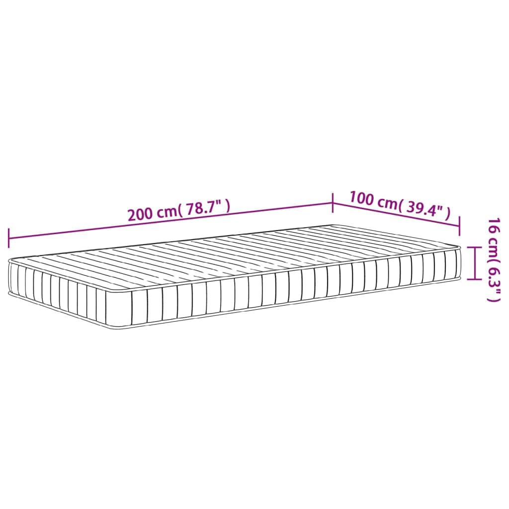 Materac piankowy średnio miękki 100 x 200 cm z poszewką nadającą się do prania, dwustronny, oddychający, cichy, ergonomiczny, do sypialni, łóżka dla gości i stelaża