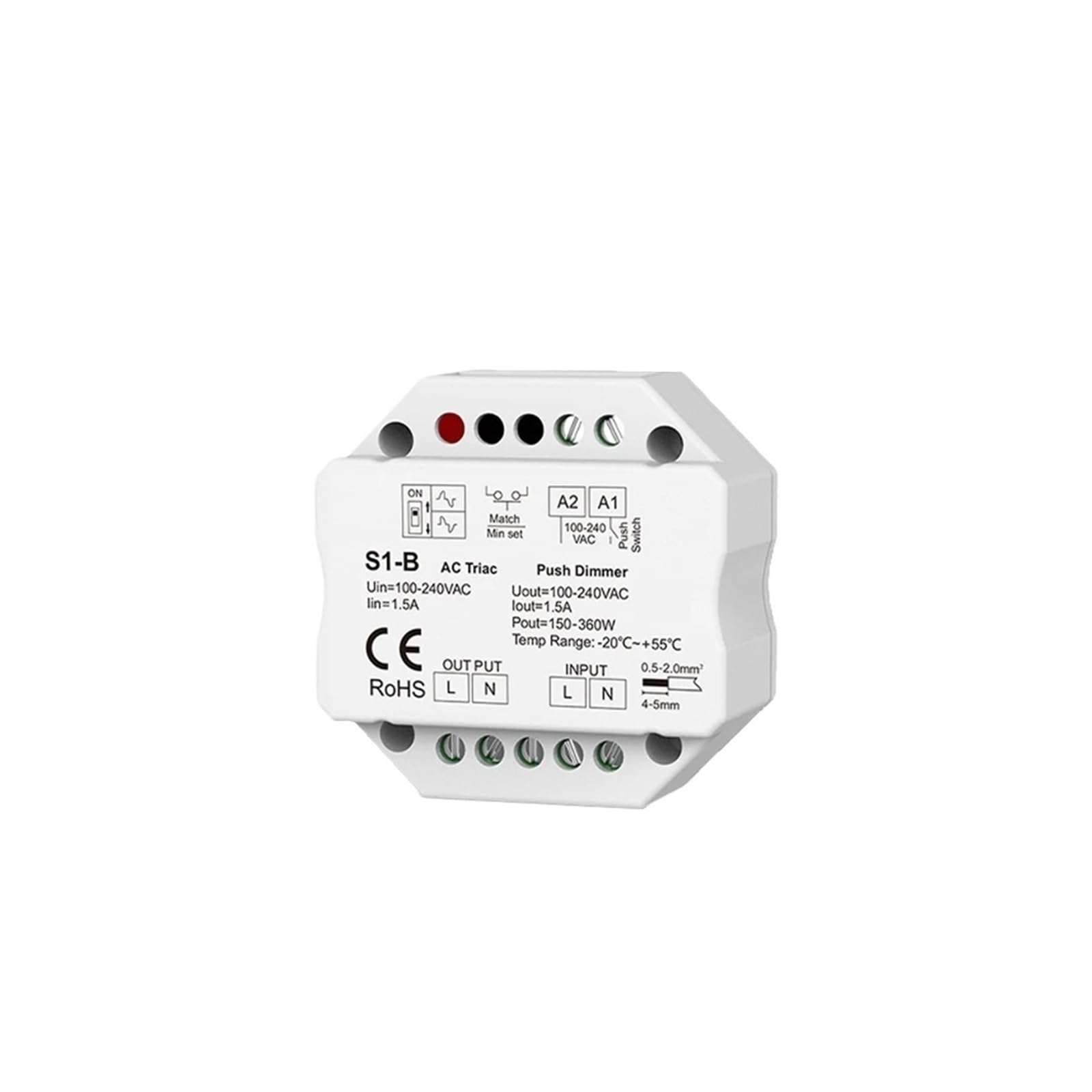 AC-Triac-LED-Dimmer 220 V, 230 V, 110 V mit 2,4 G Touch-Fernbedienung, Licht-Push-PWM-Dimmerschalter S1-B-Dimmung(Black R11 Only)