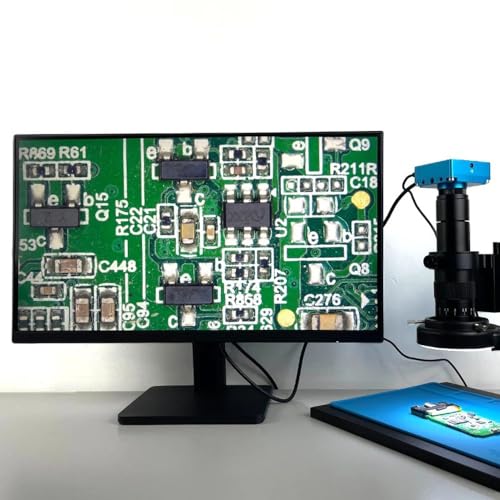 Microscope 48MP 4K USB HDMI Digital Video Monocular Microscope Camera Continus Zoom 130X 180X C-Mount Lens for Soldering Phone Repair Tools(D 200X Set)