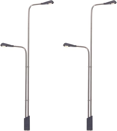 MECCANIXITY Modelo ferroviario LED farol lámparas poste luces blancas 150 escala 5.5 in 5.51 pulgadas 3V, paquete de 2