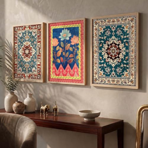 Image of kotart Wall Art Painting With Frame | Paintings Home Decoration For Living Room Bed Room Hotel Wall Decor Digital Reprint Indian Traditional Madhubani Set of 3 (13X17 inch)