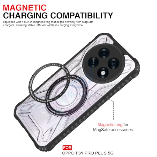 Image of AESTMO Hybrid Shockproof Back Cover Case for Oppo F31 Pro Plus 5G Compatible with MagSafe | Hard Back Case Cover for Oppo F31 Pro Plus 5G (PC & TPU, Translucent Back, Black Sides)