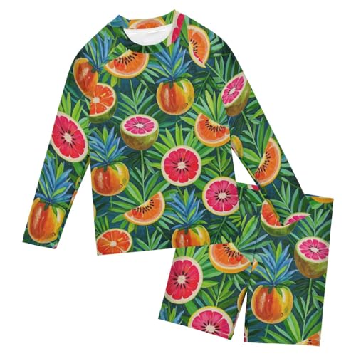 Traje de baño de dos piezas infantil con manga larga para natación y actividades de verano