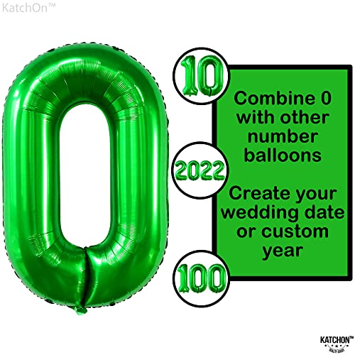 Image of KatchOn Dark Green 0 Number Balloons 40 Inch | 0 Digit Balloon, Number 0 Balloons, Dark Green 0 balloon for Jungle Theme Party Decoration