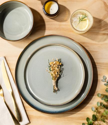 Image of TheTerra Ceramic Dinnerware Set for 4, 12-Piece Plates and Bowls Set