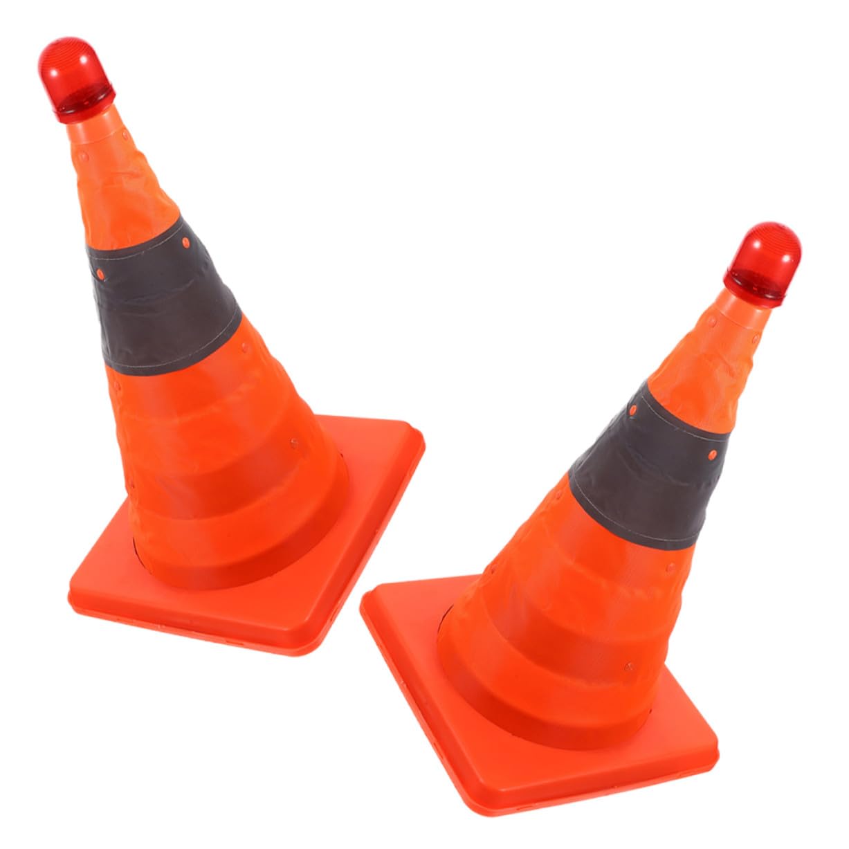 SEWACC Lot De 2 Cônes De d'urgence Pliables 45 Cm avec Éclairage LED, Colliers Réfléchissants Orange, Matériaux Solide Imperméables, Cônes De Sécurité Routière pour Chantier Et Stationnement