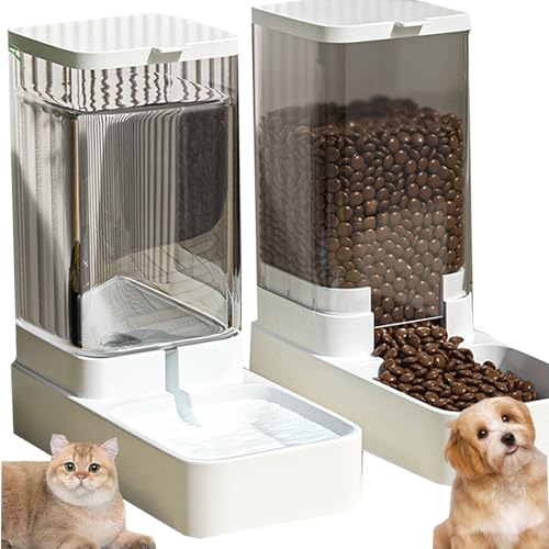 Hundefutter- wasserspender Katzen,und Wasserspender 2-in-1 für Haustiere, 3,8 L Wasser und 2,1 kg Futter Kapazität für Kleine, Mittelgroße und Große Hunde und Katzen, Klar, Weiß Hundefutter- wasserspender Katzen,und Wasserspender 2-in-1 für Haustiere, 3,8 L Wasser und 2,1 kg Futter Kapazität für Kleine, Mittelgroße und Große Hunde und Katzen, Klar, Weiß