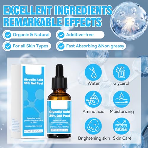 Peeling Ácido Glicólico 30%, Peeling Facial Glycolic Acid, Gel Exfoliante Facial, Exfoliante Facial Skin Care, Reducir Líneas Finas y Arrugas, Eficaz para Una Piel Radiante--30ml - imagen 4
