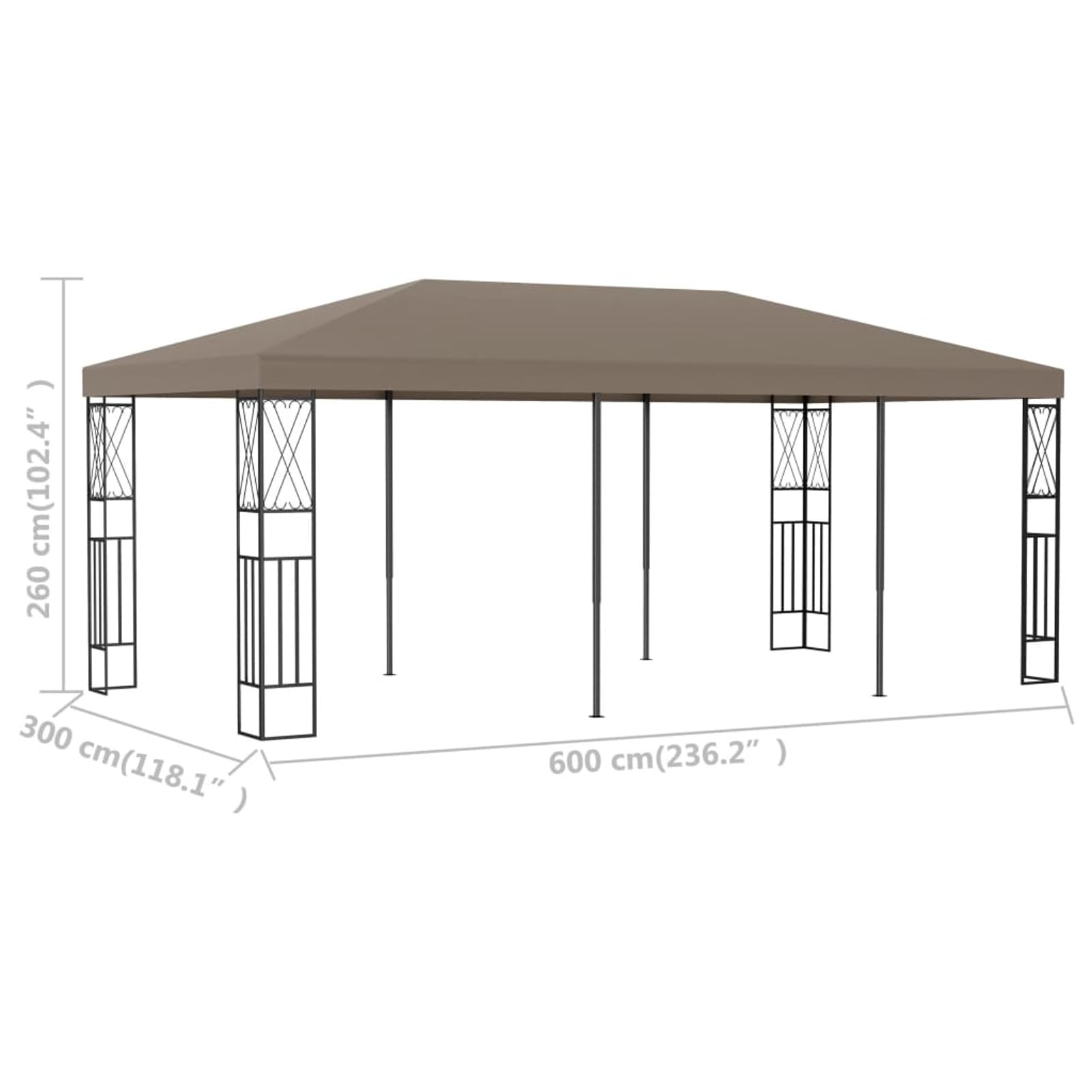 ZEYUAN Pavillon, Gartenpavillon, Pop-Up Partyzelt, Festzelt, Pavillon, Garden Decoration, Canopy Tent, Lagerzelt, 6x3 m Taupe Stoff