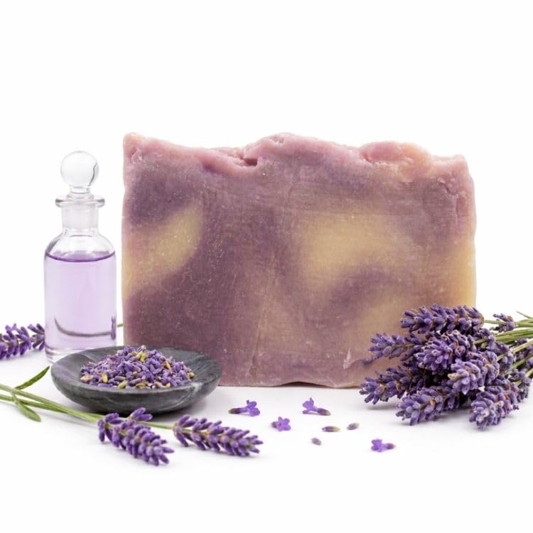 Jabón de Lavanda Artesanal y Vegano – Jabón en Barra Natural, Facial, de Manos y Cuerpo | Relajante, Calmante e Hidratante | Hecho en España con Ingredientes Biodegradables | 100 g (1, Lavanda)
