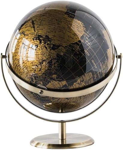 Miniatura 3 de chino feng shui estatua escultura retro giratorio oro negro mundo globo soporte metal accesorios hogar decoración de escritorio sala estudio