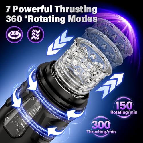 Male Sex Toys for Men Masturbator, One-Click Boost Pressurized Thrusting Male Sex Toy Soft Sleeve Penis Pump for Penis Stimulation with 7 Strong Rotating & Thrusting Vibrator, Adult Fleshliglt - 2
