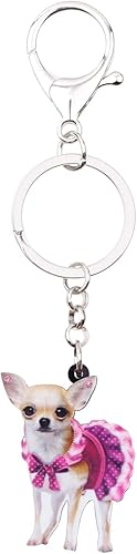 Miniatura 4 de Regalos de Chihuahua blancos adorables llaveros acrílicos para perros cachorros para mujeres