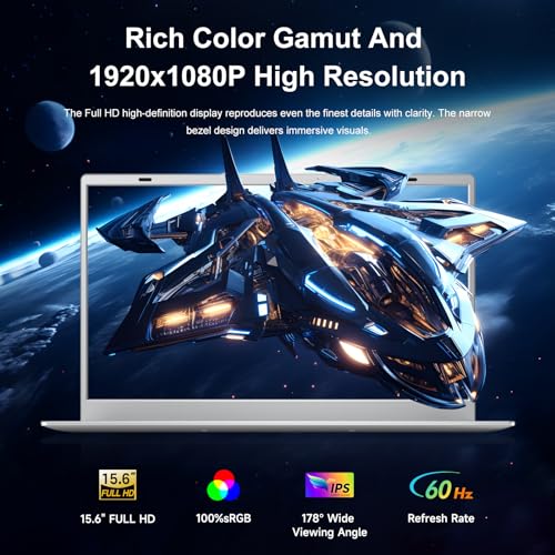 Image of Windows11 Por Intel Laptop,15.6″ Notebook PC with Office 2024,8GB RAM /256GB SSD /Privacy Camera Cover /Intel Pentium 6500Y /FHD1080 /Type-C /7.7V 5800mAh /HDMI /for Student and Busines