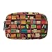 Hunihuni Federmäppchen Retro Bücherregal Muster Große Kapazität Stifttasche Make-up Tasche Kosmetiktasche mit Doppelreißverschluss-Fächer