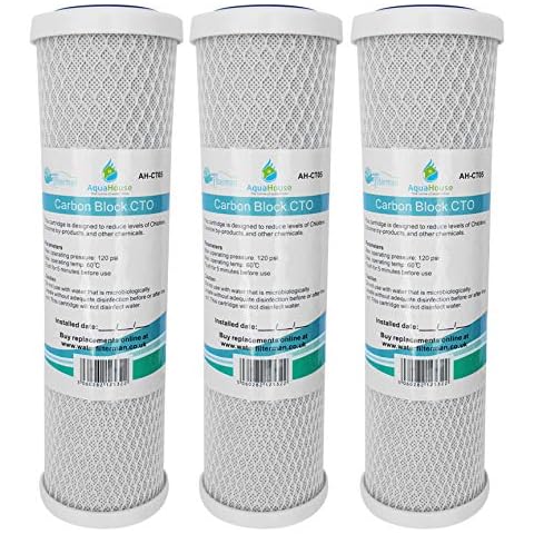 3X AquaHouse 10" Carbon Block CTO Water Filter Cartridges for Drinking Water, Reverse Osmosis Systems, fits All 10" Filter Housings Cover