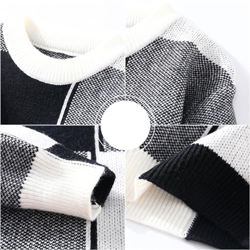 Autumn and Winter Trend Checkered Warm Knit Pullover Mens Casual Loose Sweaters Comfortable Thicken Plus Size Sweater4