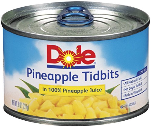 Dole Pineapple Tidbits in 100% Pineapple Juice, 8 Ounce Cans