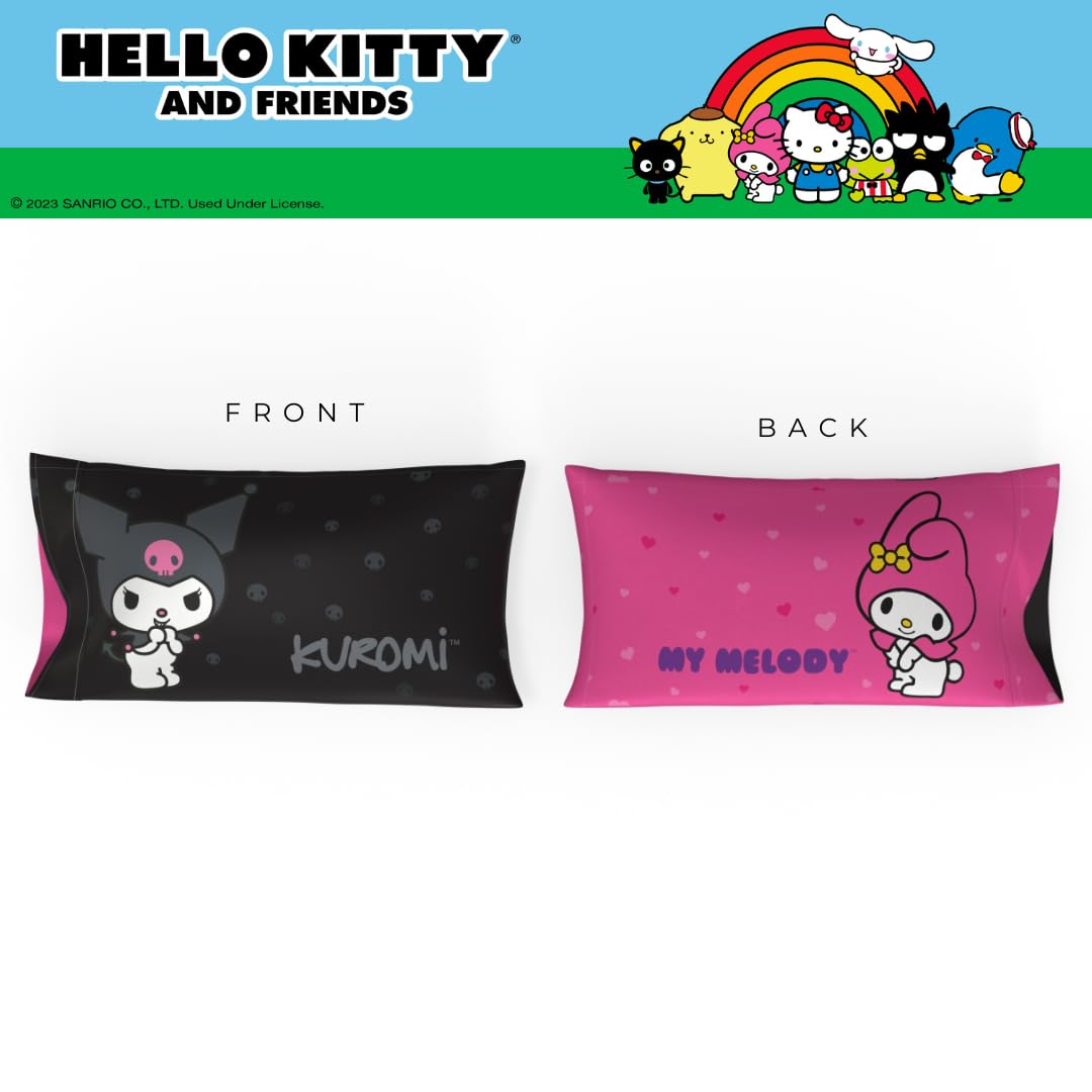 Franco Collectibles Hello Kitty & Friends My Melody & Kuromi Beauty Silky Satin King Size Pillowcase Cover 20x36 for Hair and Skin (Officially Licensed Product) - Image 2