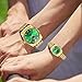 MASTOP Couple Watches Swiss Brand Golden Watch Men Women Stainless Steel Waterproof Quartz Watch (Green)