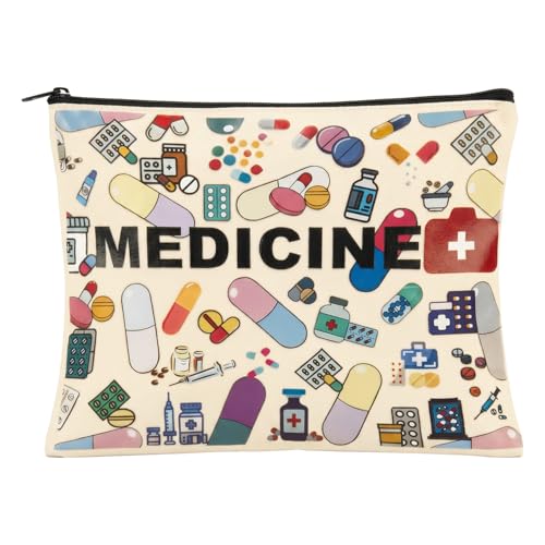 Bolsa de Medicamentos, Organizador de Medicina de Viaje Portátil, Neceser con Cremallera para Almacenamiento de Botiquín y Cosméticos para Mujeres y Hombres (Estilo 1)