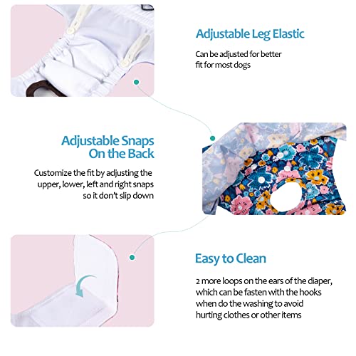 Image of CuteBone Female Dog Diapers with Skirts 3 Pack Reusable Puppy Dresses Pants for Heat Cycle Period QBD11S