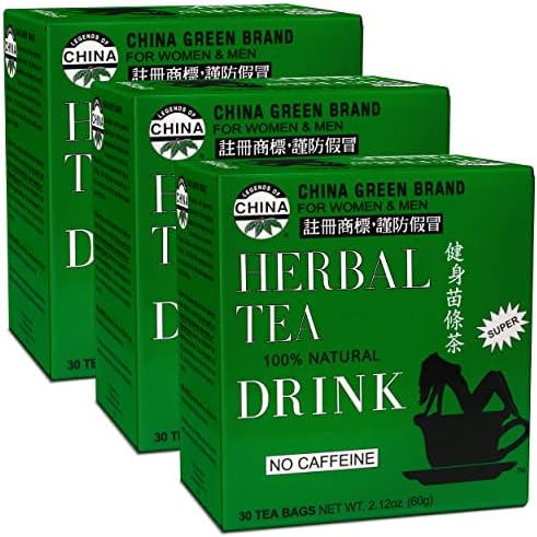 Uncle Lee's China Green Herbal Tea, No caffeine, 100% Natural, 30 Count (Pack of 3)