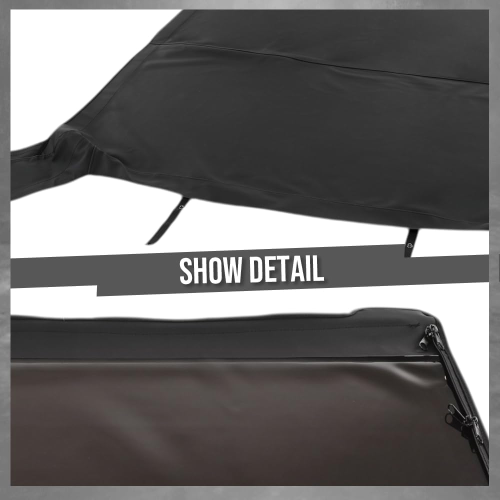 ALLGOOD Soft Top Sailcloth w/ plastic windows Compatible with Jeep Wrangler 1987-1995 w/ Factory Squared Style Upper Doors 9870215, 9870217 Black