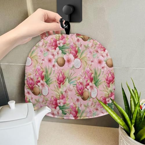 Image of Hawaiian Large Tea Cozy for Teapot Coconut Print Extra Thick Tea Pot Cover Home Kitchen Decoration Insulated Teapot Cozy Dust Kitchen Accessories for Home Daily