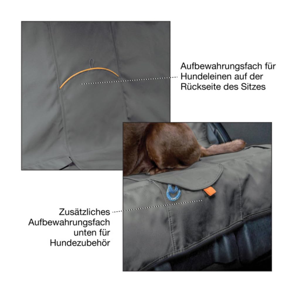 Kurgo Wander Dog Sitzbankbezug - Hunde-Sitzmatte für die Rückbank - Autositzschoner im Hängemattenstil - Wasserfester Bezug - Rückbankschutz - Waschmaschinengeeignet - 140 cm Breit - Anthrazit