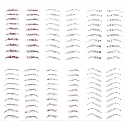 SUSSURRO 6 Sheet 4D Hair-like Authentic Eyebrows Waterproof Natural Eyebrow Tattoo Stickers Grooming Shaping Brow Shaper Makeup,6 Styles