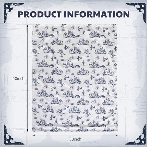 Image of Tegeme Western Baby Blanket Cowboy for Nursery Room Decor, Blue, Classic