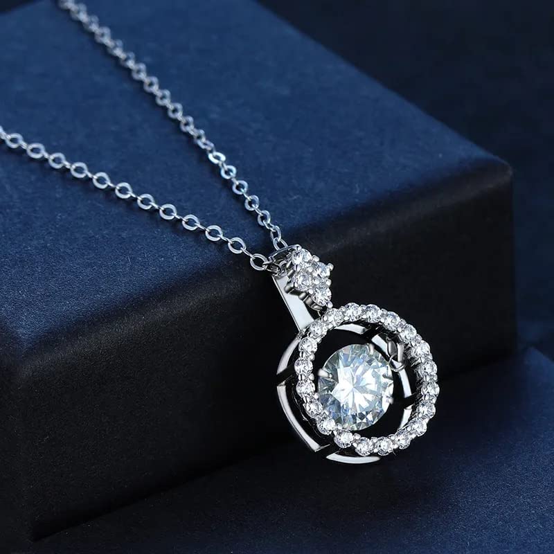 Collier moissanite argent massif et pendentif halo bijoux de mariage