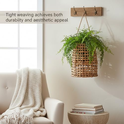 Cesta tejida a mano de mimbre premium, artesanía natural decorativa para salones elegantes 7