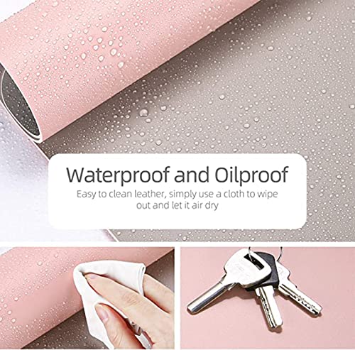 Image of Combo Pack - Aropana Vegan Leather Desk Mat Big with Mouse Pad Small, Reversible & Waterproof Edge-Stitched Upgraded (Pink /Silver 1*Big 31.5 inch x 15.7 inch inches, 1*Small 9.8 x 8.3 inches)