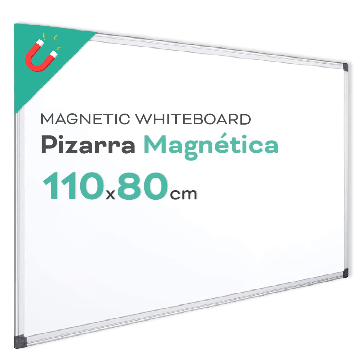 Lavagna magnetica bianca, cornice in alluminio, superficie liscia facile da cancellare, lavagna per prendere appunti, disegnare, insegnare o organizzare, strumento per ufficio e scuola - Ofituria (110