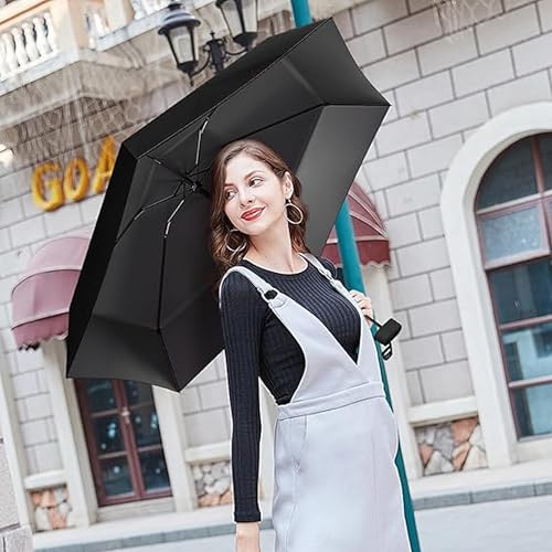Image of REXERA Travel Mini Folding Compact Umbrella with Case, Manual Open 6 Ribs Lightweight Portable, Small Sun & Rain Pocket Umbrella for Girls and Women- Use in Rain & Summer