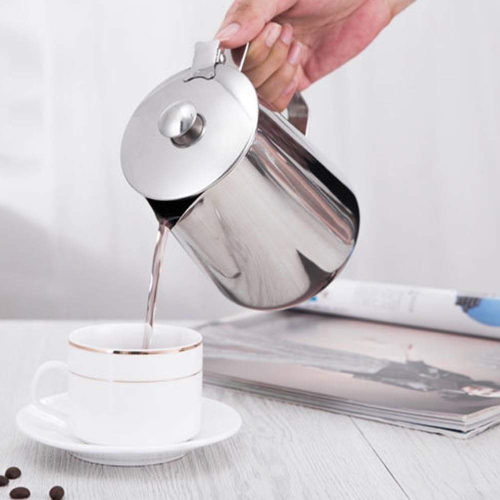 Milchaufschäumkrug, 350–2000 ml, Milchkännchen mit Deckel, Kaffeekessel, Milchaufschäumkrug, Krug, Edelstahl, Espressotasse für Café, Bar (1500 ml)
