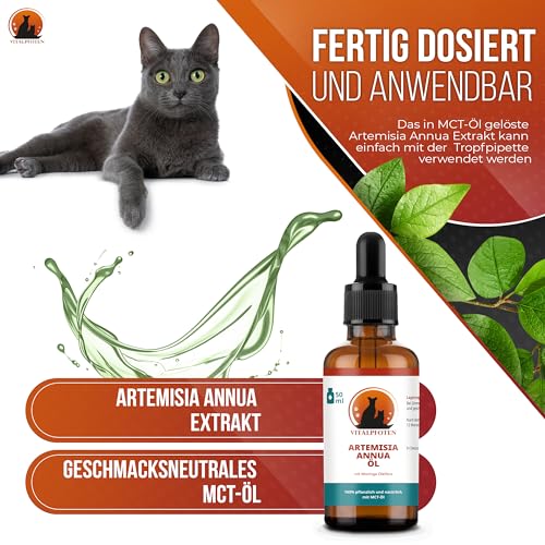 Vitalpfoten Artemisia Annua Öl für Hunde, Katzen und Haustiere 50ml Ratio Extrakt 50:1, alkoholfrei, ohne Zusatzstoffe