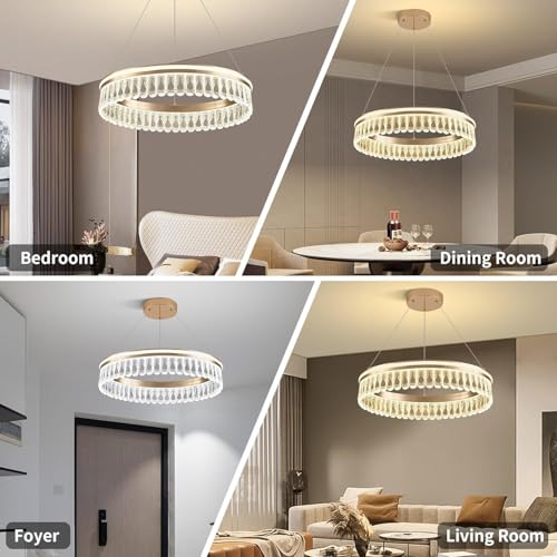 Lustre suspension LED 50W moderne noir et or avec télécommande - 5