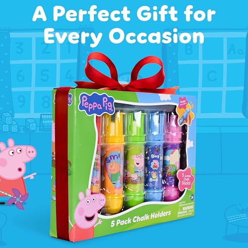 Peppa Pig 5 Pack Chalk Holders, Vibrant Sidewalk Chalk for Kids, Jumbo Chalk Holders, Adjustable Clip, Birthday Party Favor, Classroom Activities, Easter Basket Stuffer, Chalkboard Chalk for Toddlers - image 6
