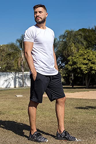 Bermuda Treino DRY FIT Cós de Elástico Bolsos Laterais 102 COR:Preto;Tamanho:G