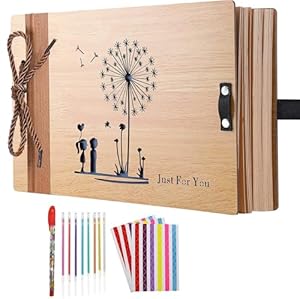 ZEEYUAN Drewniany Album Fotograficzny DIY 29x18,8 cm