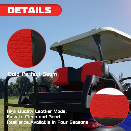 Xuanyudg0769 Golf Cart Seat Covers For Rear Seat Cushion, Vinyl Leather Made/Adjustable Straps And Retractable Buckle/No Stapler Required - Red #TOP2