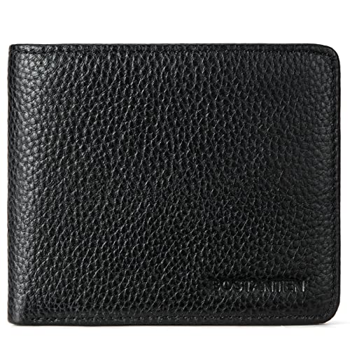 Bostanten Genuine Leather Wallets For Men Bifold Rfid Blocking Wallet With 2 Id Window Black #TOP12